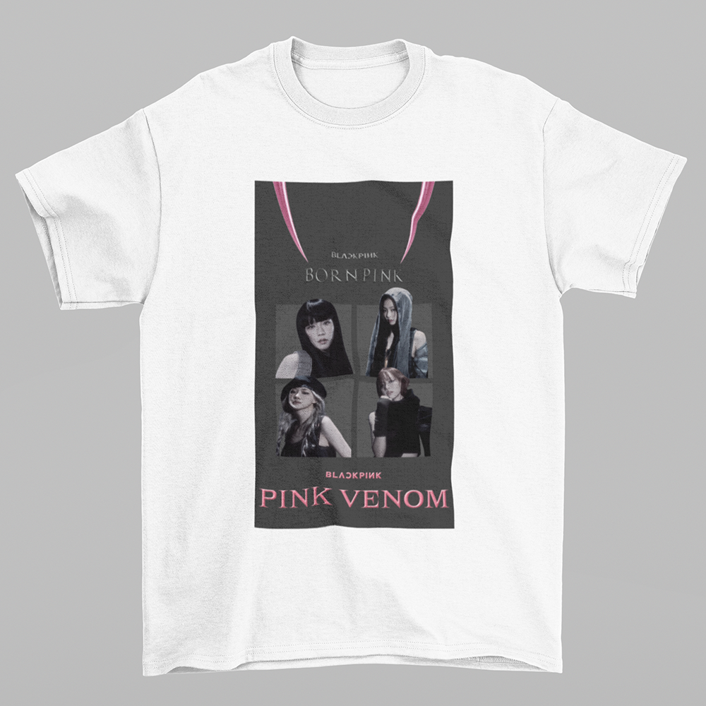 Camiseta Básica Pink Venom Classic Blackpink-BRANCO