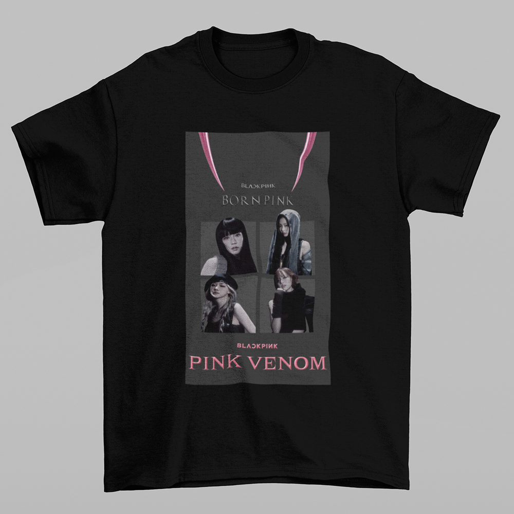 Camiseta Básica Pink Venom Classic Blackpink-PRETO