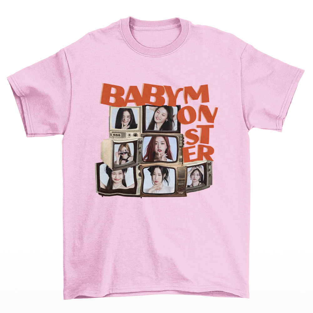 Camiseta Básica Baby Monster BlackPink-ROSA BEBE