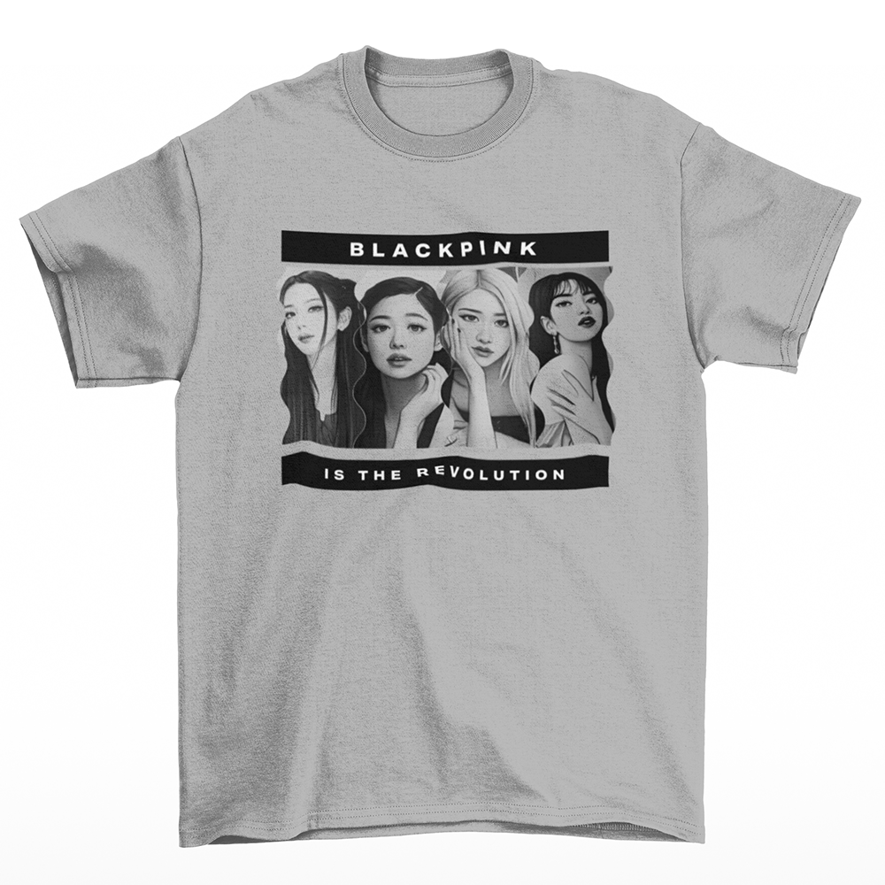 Camiseta Básica Revolution Design Blackpink-CINZA