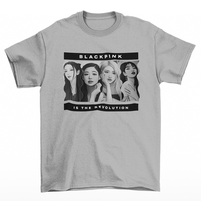 Camiseta Básica Revolution Design Blackpink-CINZA