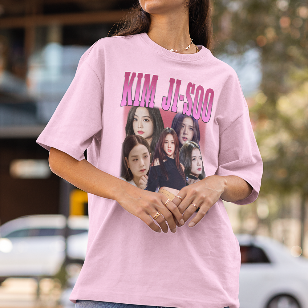 Camiseta Básica Kim Ji-Soo Blackpink-ROSA BEBE