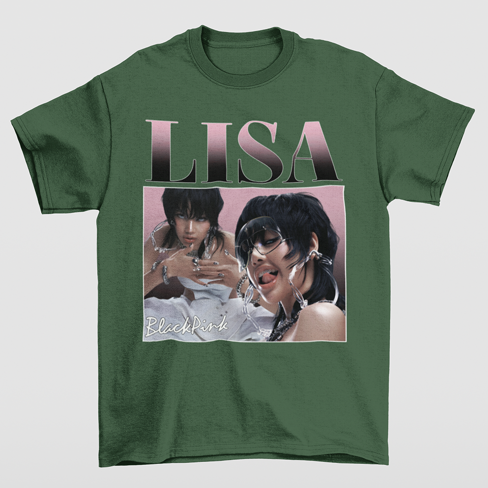 Camiseta Básica Lisa Graphic Retro Blackpink - verde