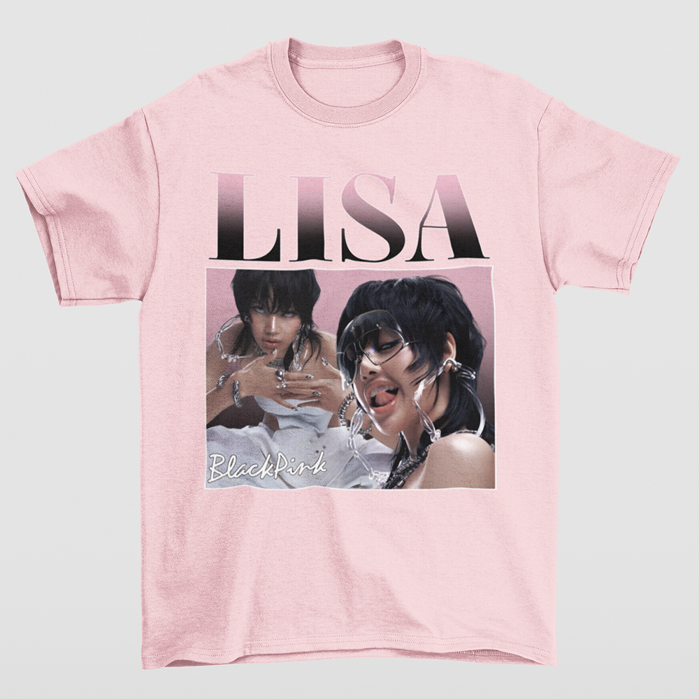 Camiseta Básica Lisa Graphic Retro Blackpink  rosa bebê