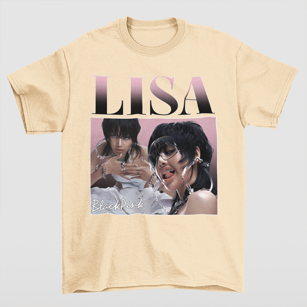 Camiseta Básica Lisa Graphic Retro Blackpink - pérola