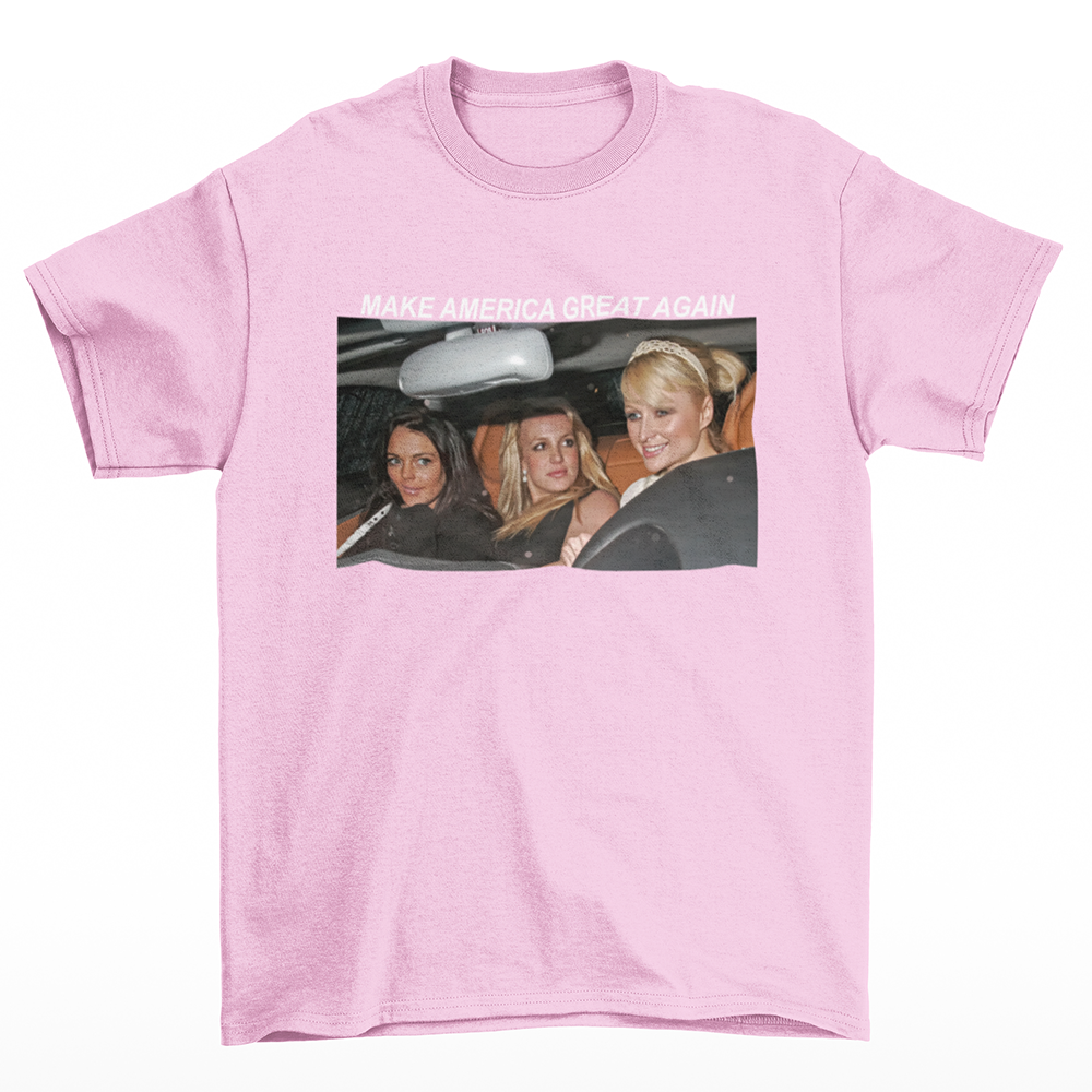 Camiseta Básica Make America Great Again Britney Spears - Rosa Bebê