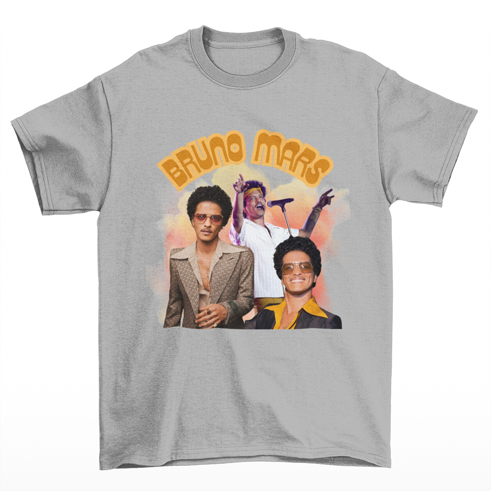 Camiseta Básica Bruno Mars 2024 Show- cinza