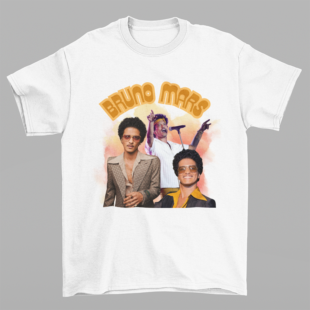 Camiseta Básica Bruno Mars 2024 Show- branco