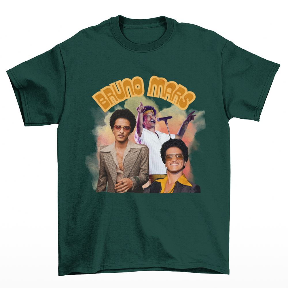 Camiseta Básica Bruno Mars 2024 Show- verde