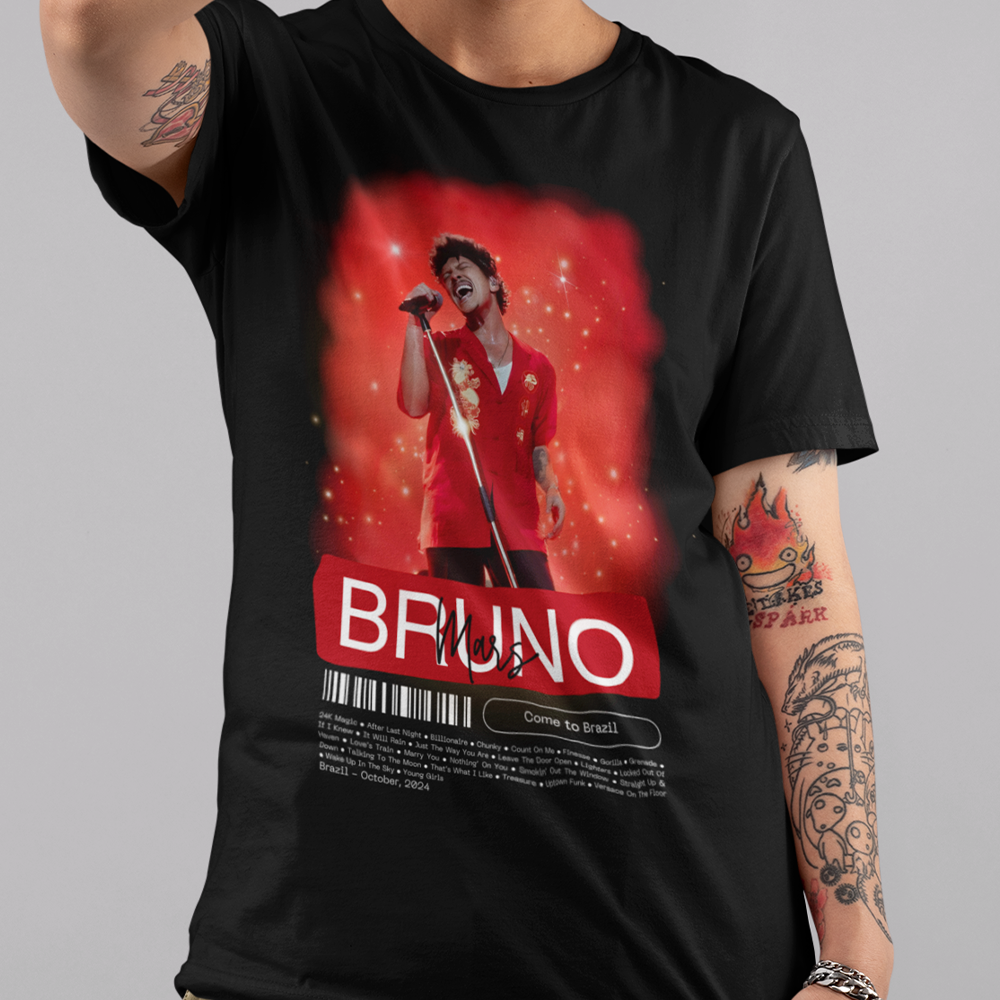 Camiseta Básica Bruno Mars Come To Brazil