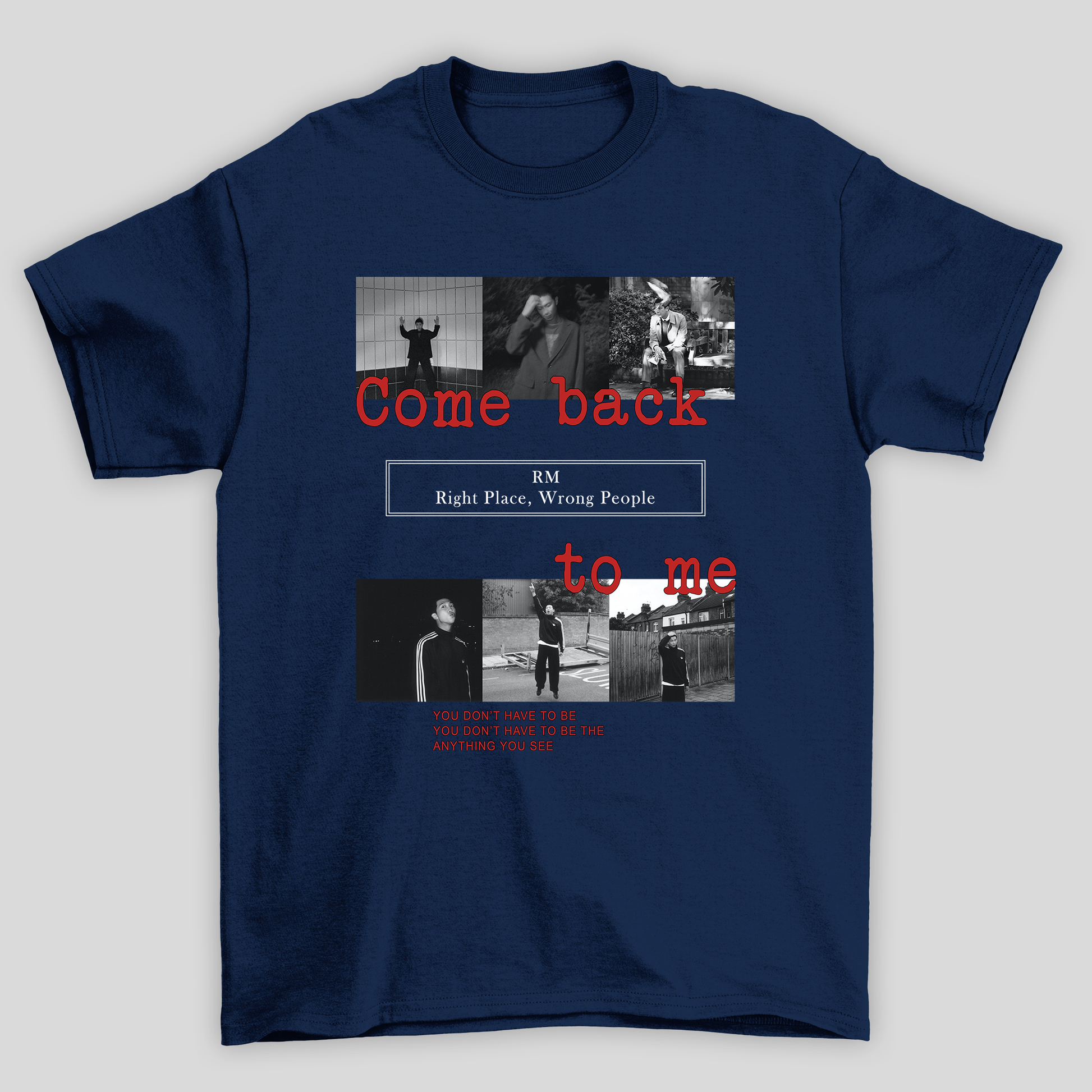 Camiseta Básica BTS RM Collab Music- azul-marinho