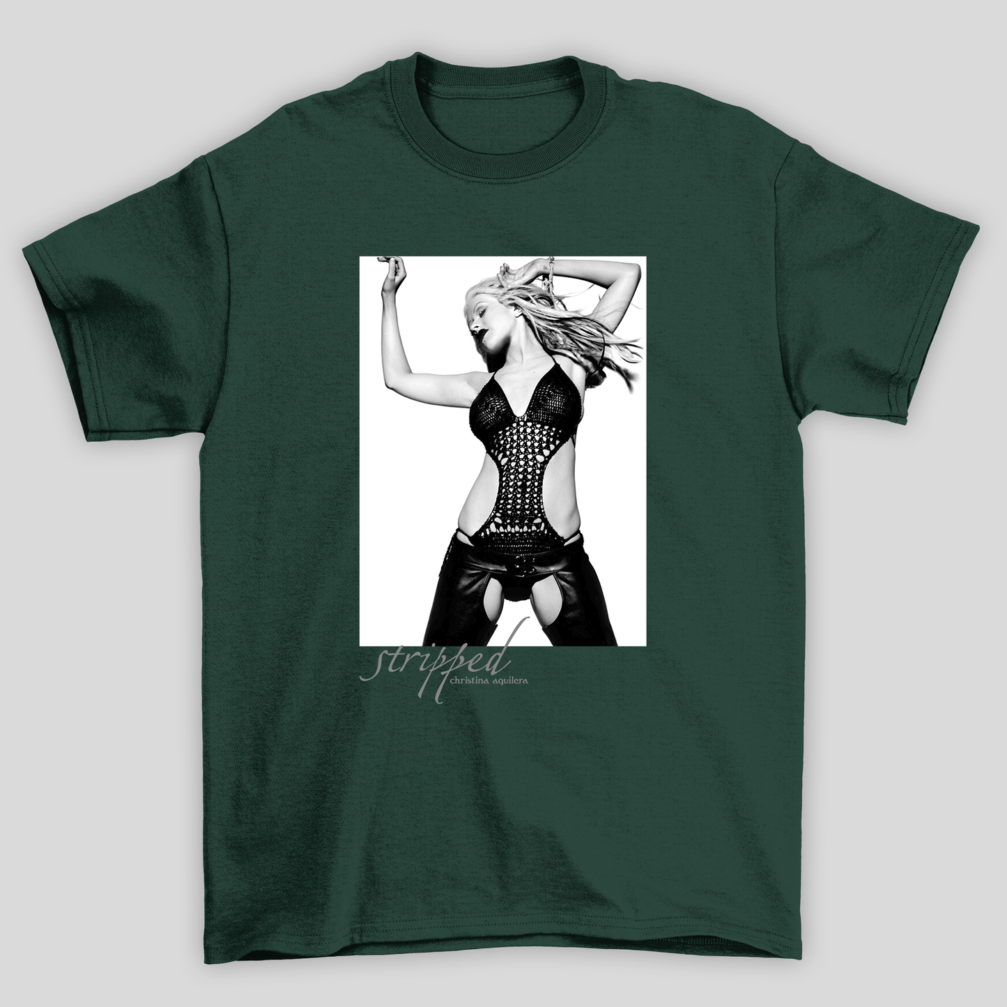 Camiseta Básica Christina Aguilera Stripped- verde