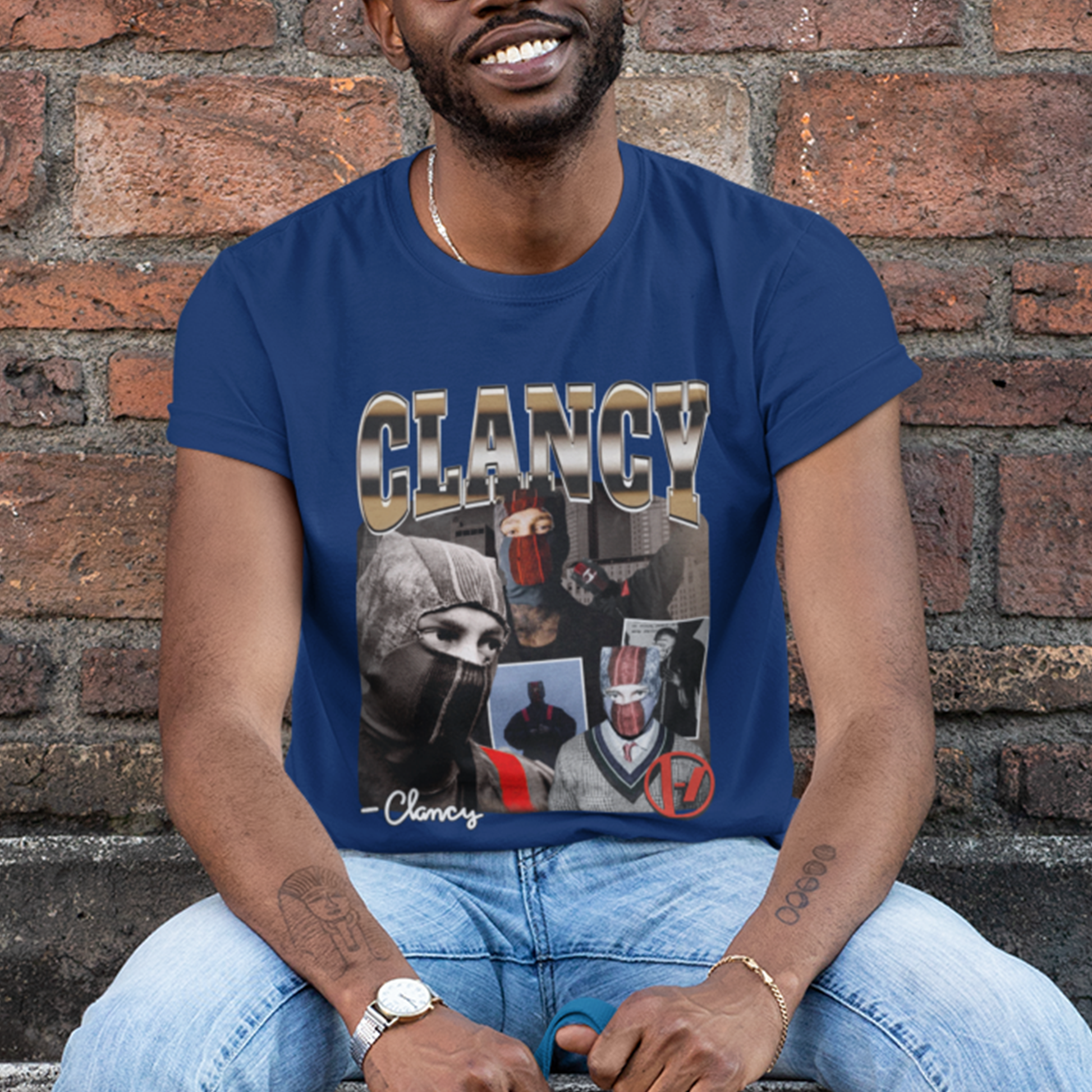 Camiseta Básica Twenty One Pilots Clancy Collabs- azul-marinho