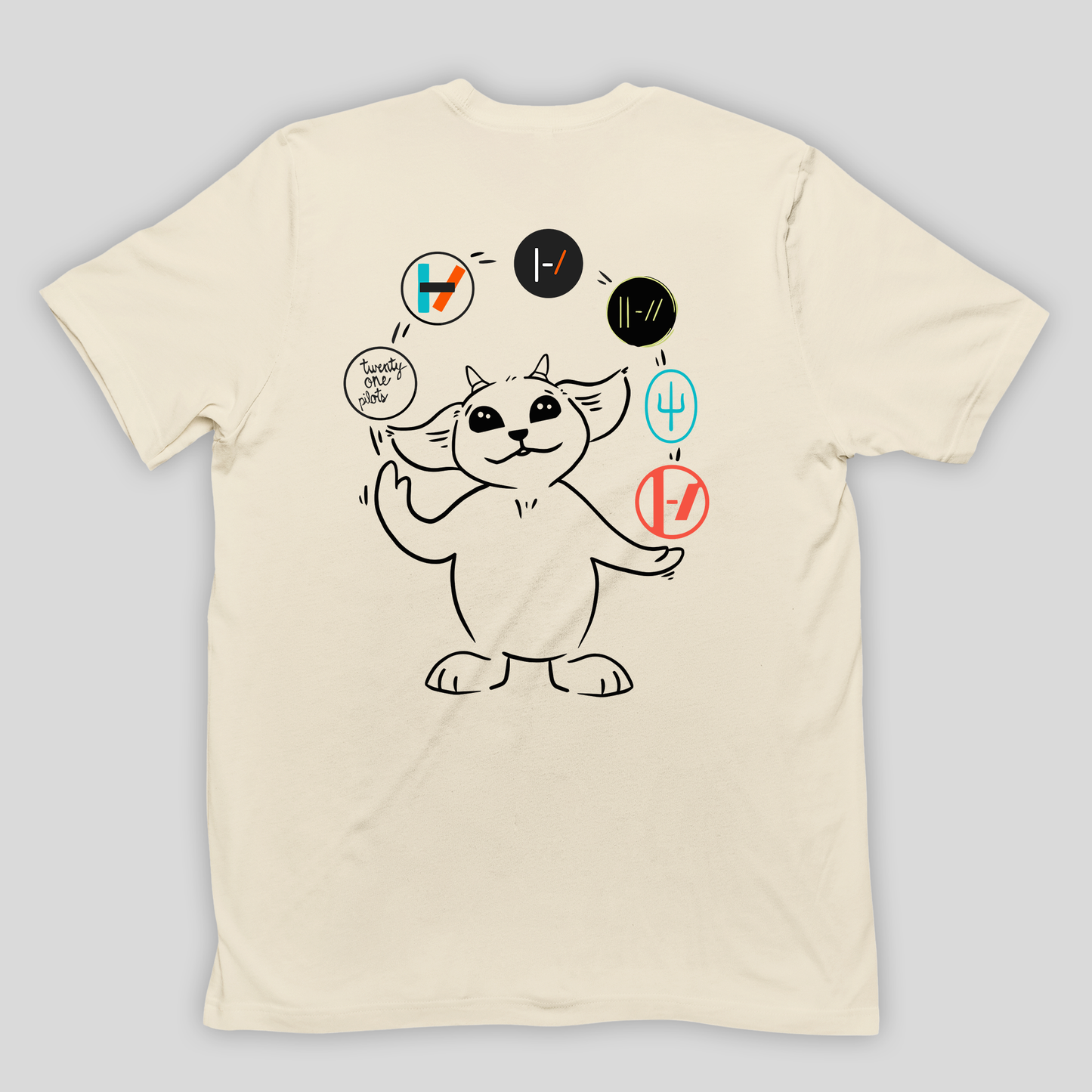 Camiseta Básica Twenty One Pilots Logos- pérola