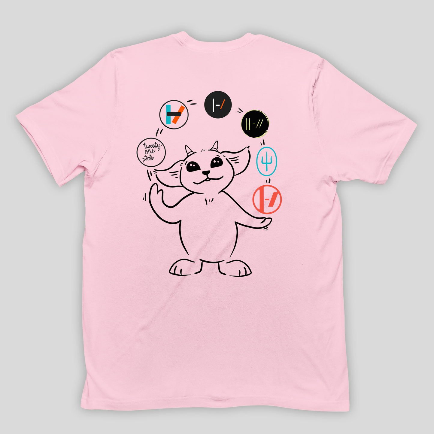 Camiseta Básica Twenty One Pilots Logos- rosa bebe