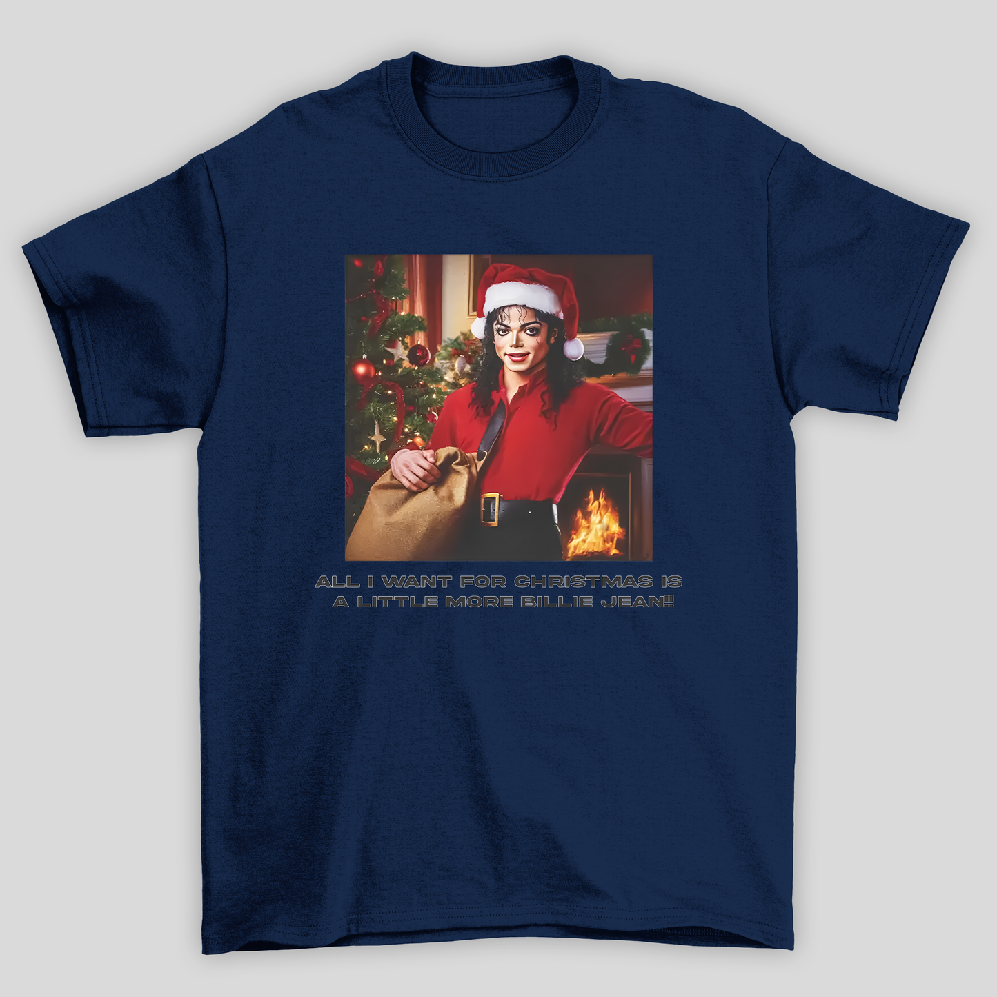 Camiseta Básica Michael Jackson Christmas- azul-marinho