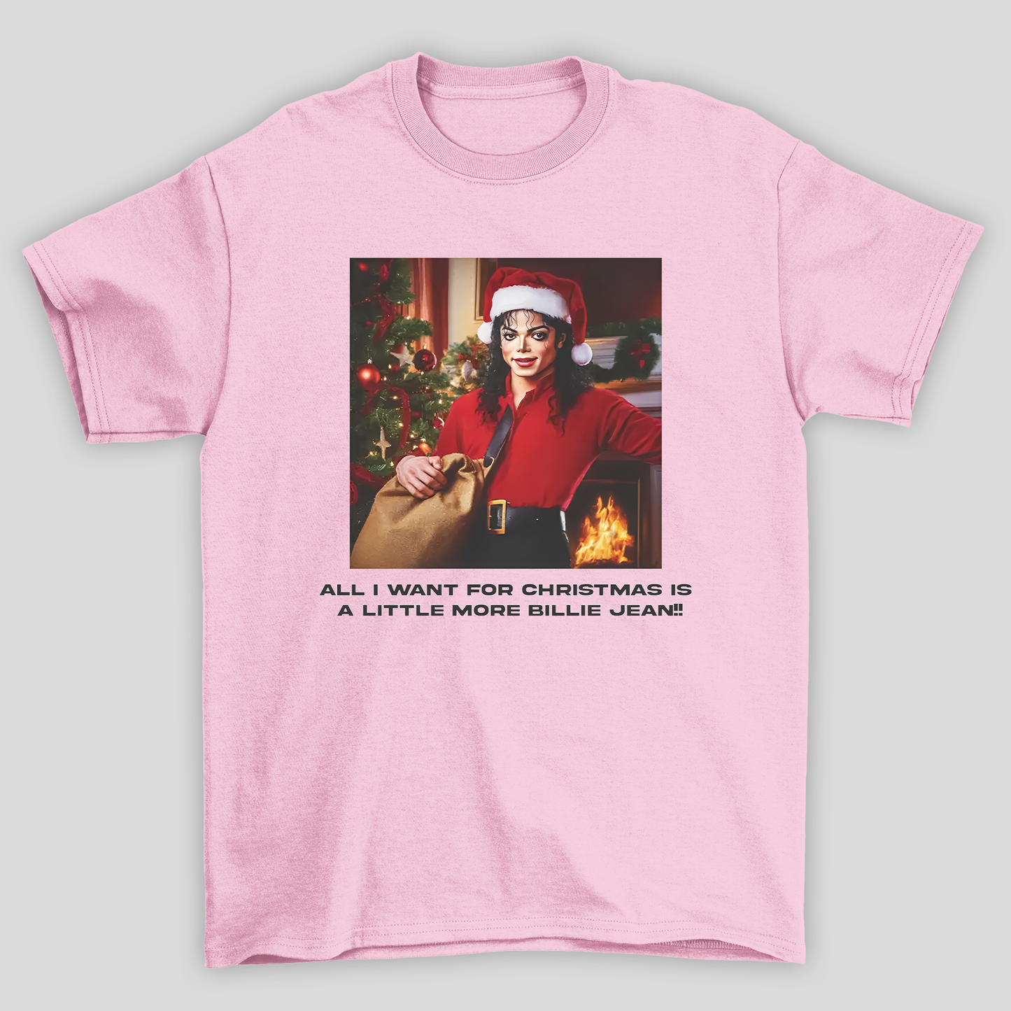 Camiseta Básica Michael Jackson Christmas- rosa bebe