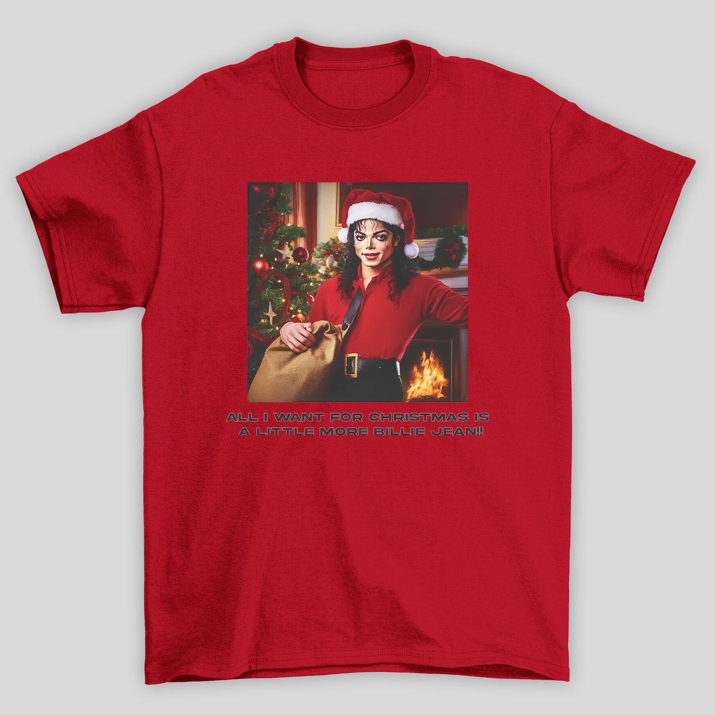 Camiseta Básica Michael Jackson Christmas- vermelho