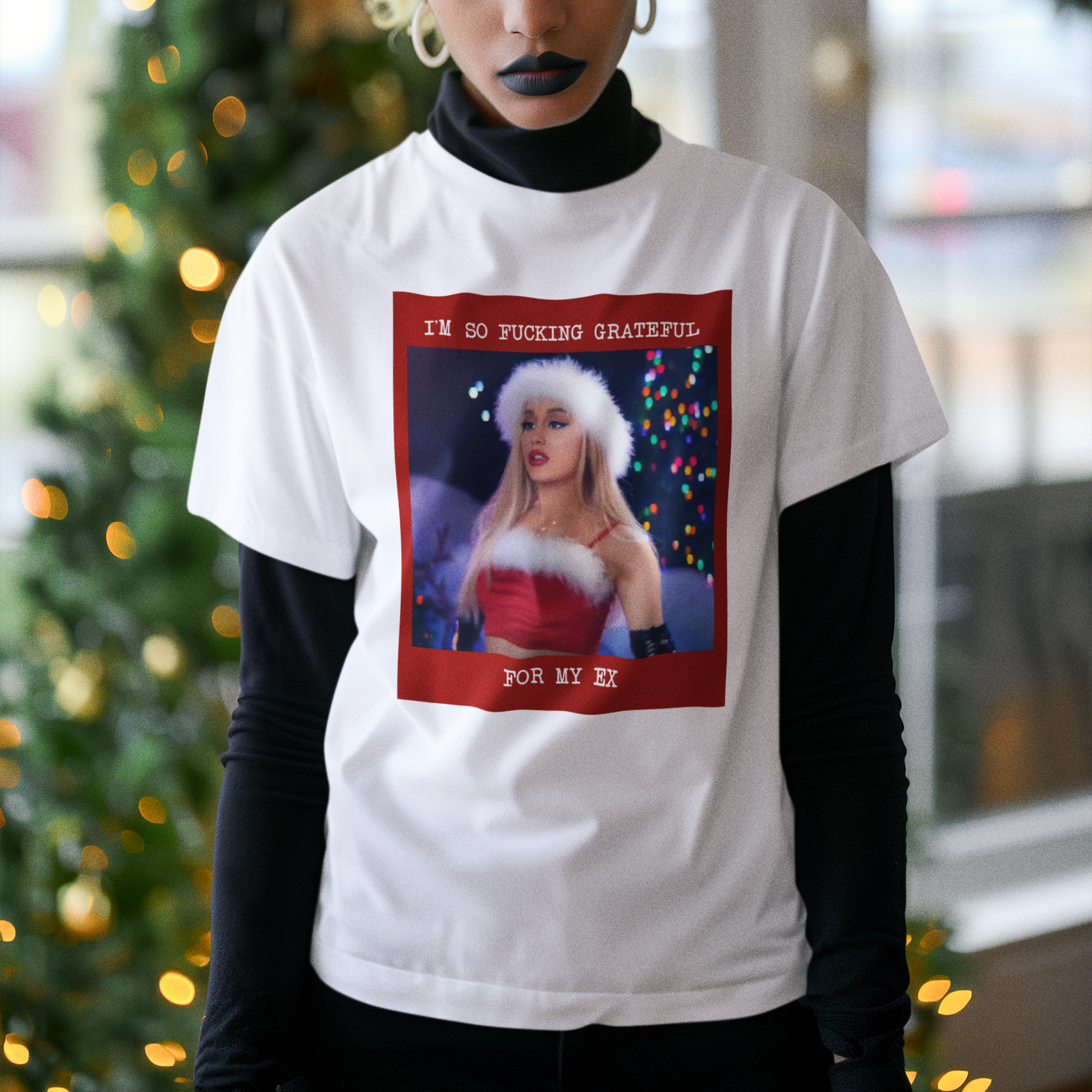 Camiseta Básica Ariana Grande Christmas - BRANCO