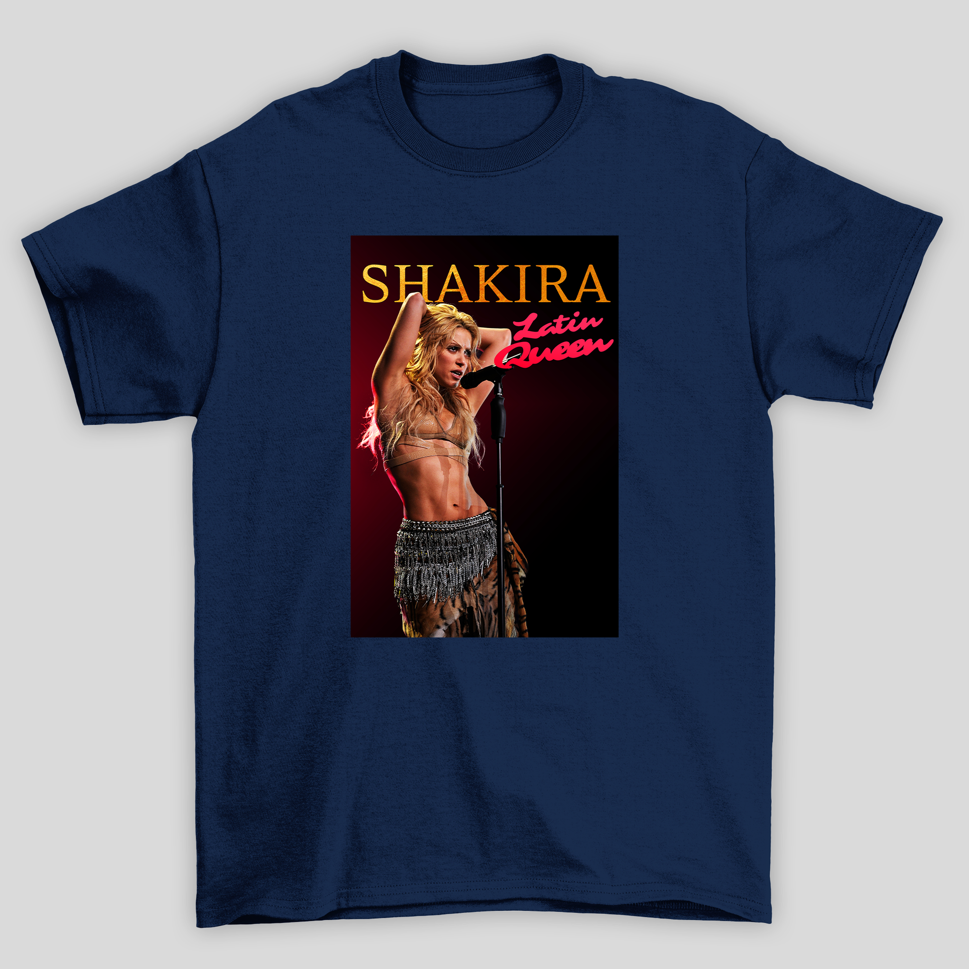 Camiseta Básica Shakira Latin Queen- azul-marinho