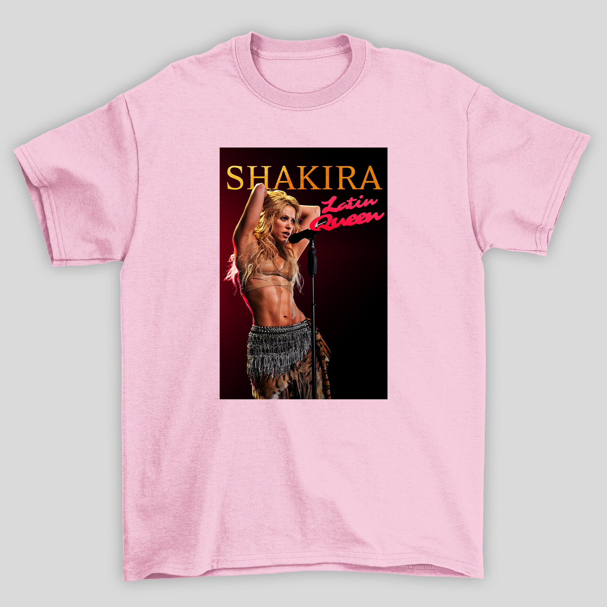 Camiseta Básica Shakira Latin Queen- rosa bebe