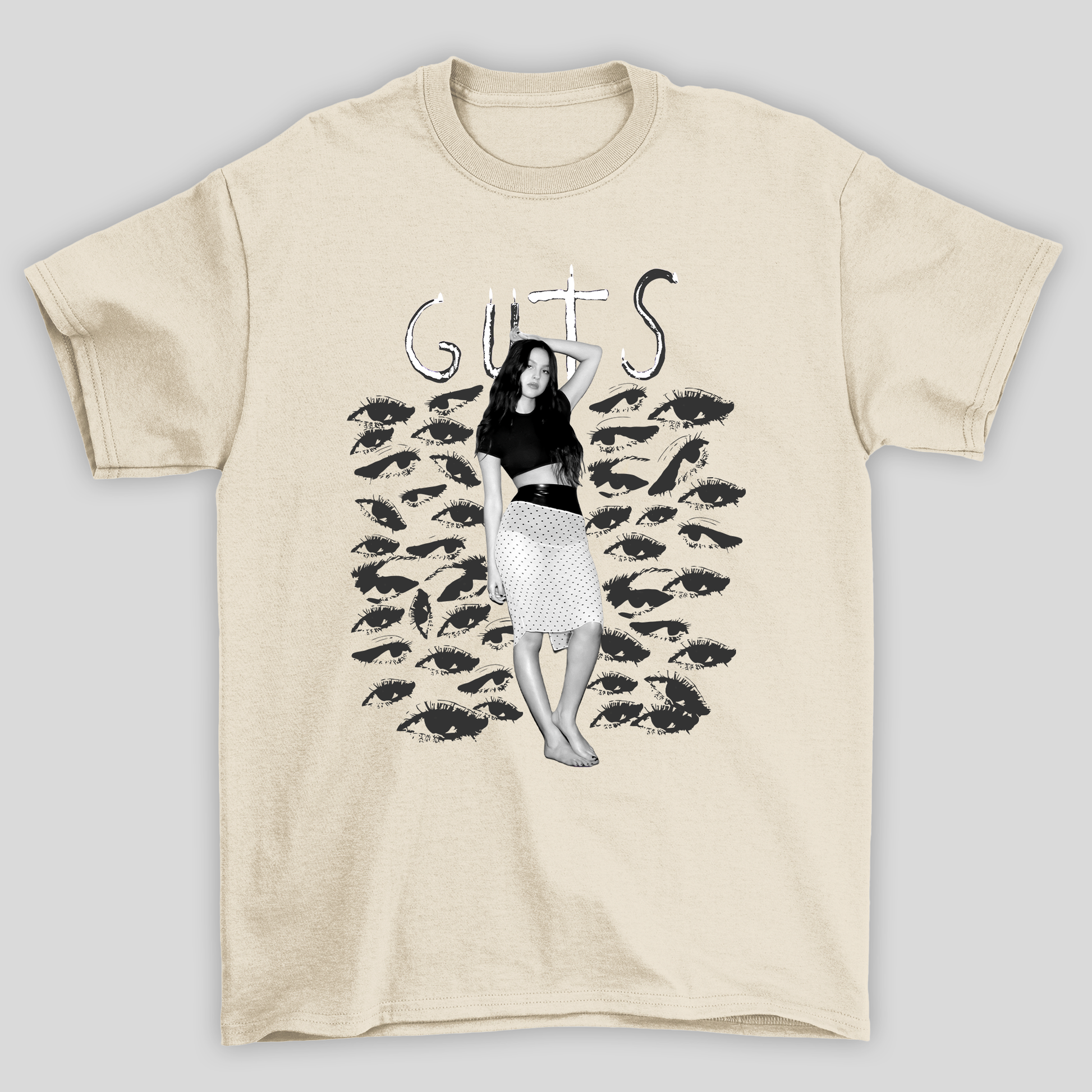 Camiseta Básica Olivia Rodrigo Vintage Guts Album- pérola