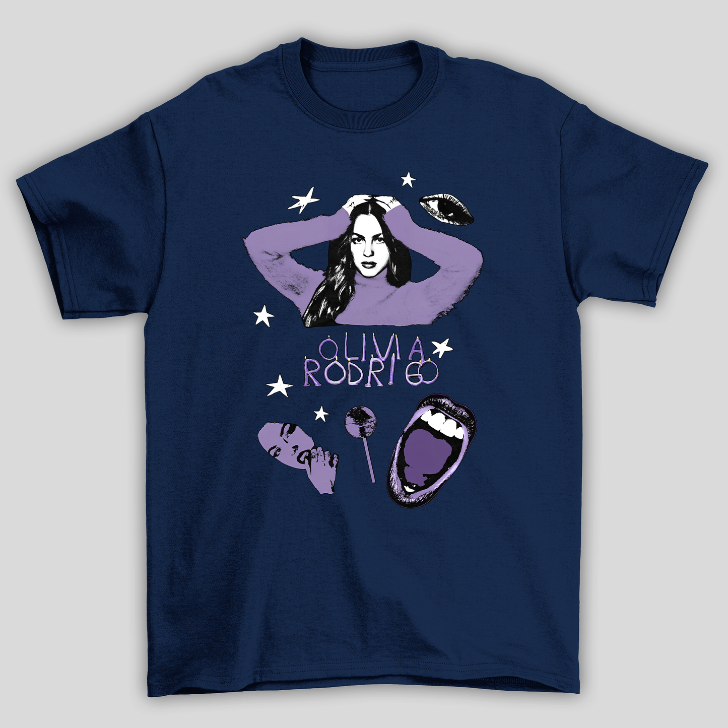 Camiseta Básica Olivia Rodrigo Illustrated Collabs- azul-marinho