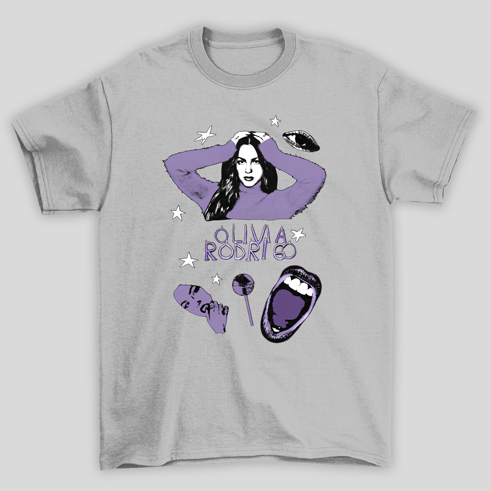 Camiseta Básica Olivia Rodrigo Illustrated Collabs- cinza