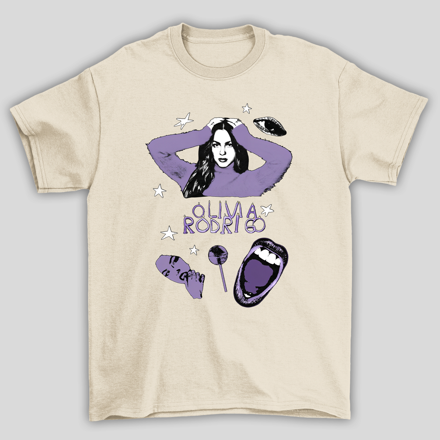 Camiseta Básica Olivia Rodrigo Illustrated Collabs- pérola