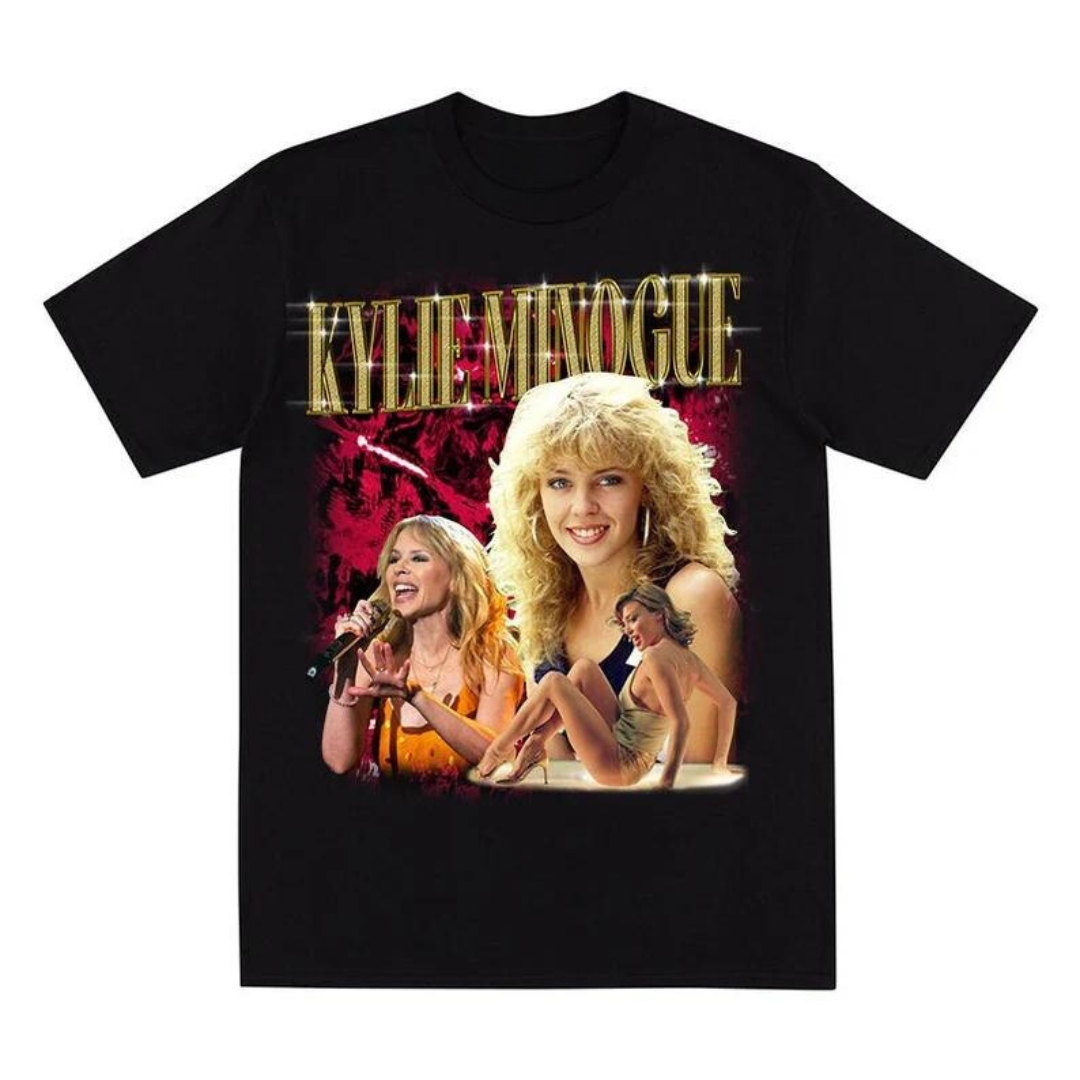Camiseta Básica Kylie Minogue Retro - Preto