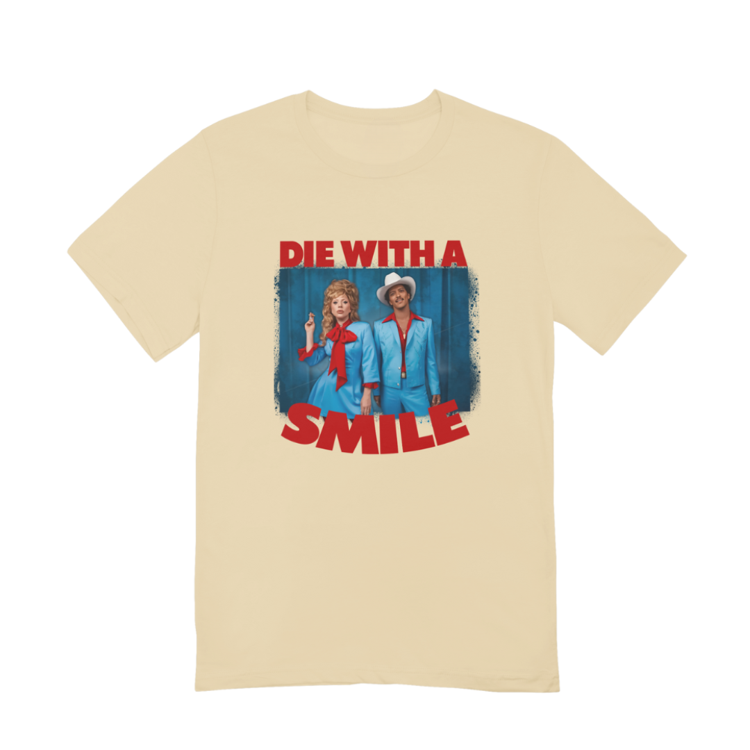 Camiseta Básica Lady Gaga Feat Bruno Mars Die With A Smile Pérola 
