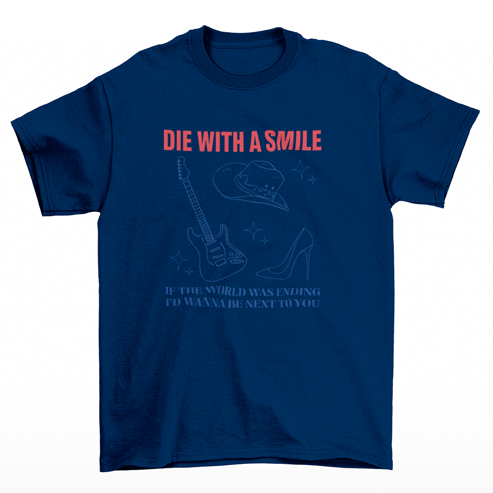 Camiseta Básica Lady Gaga Feat Bruno Mars I'd Wanna Be Next To You Azul Marinho