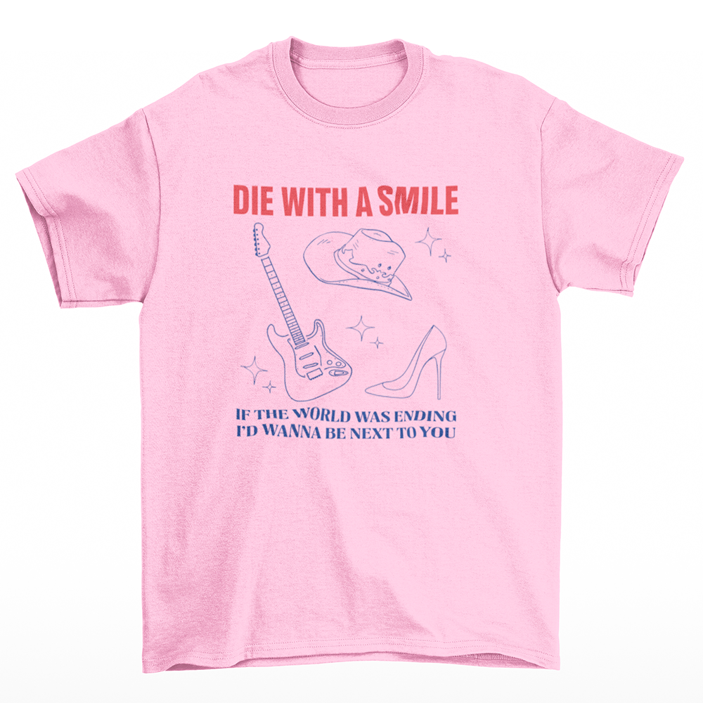Camiseta Básica Lady Gaga Feat Bruno Mars I'd Wanna Be Next To You Rosa Bebê 