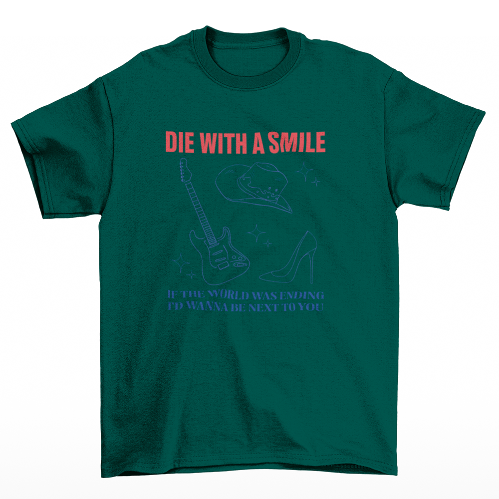 Camiseta Básica Lady Gaga Feat Bruno Mars I'd Wanna Be Next To You Verde 