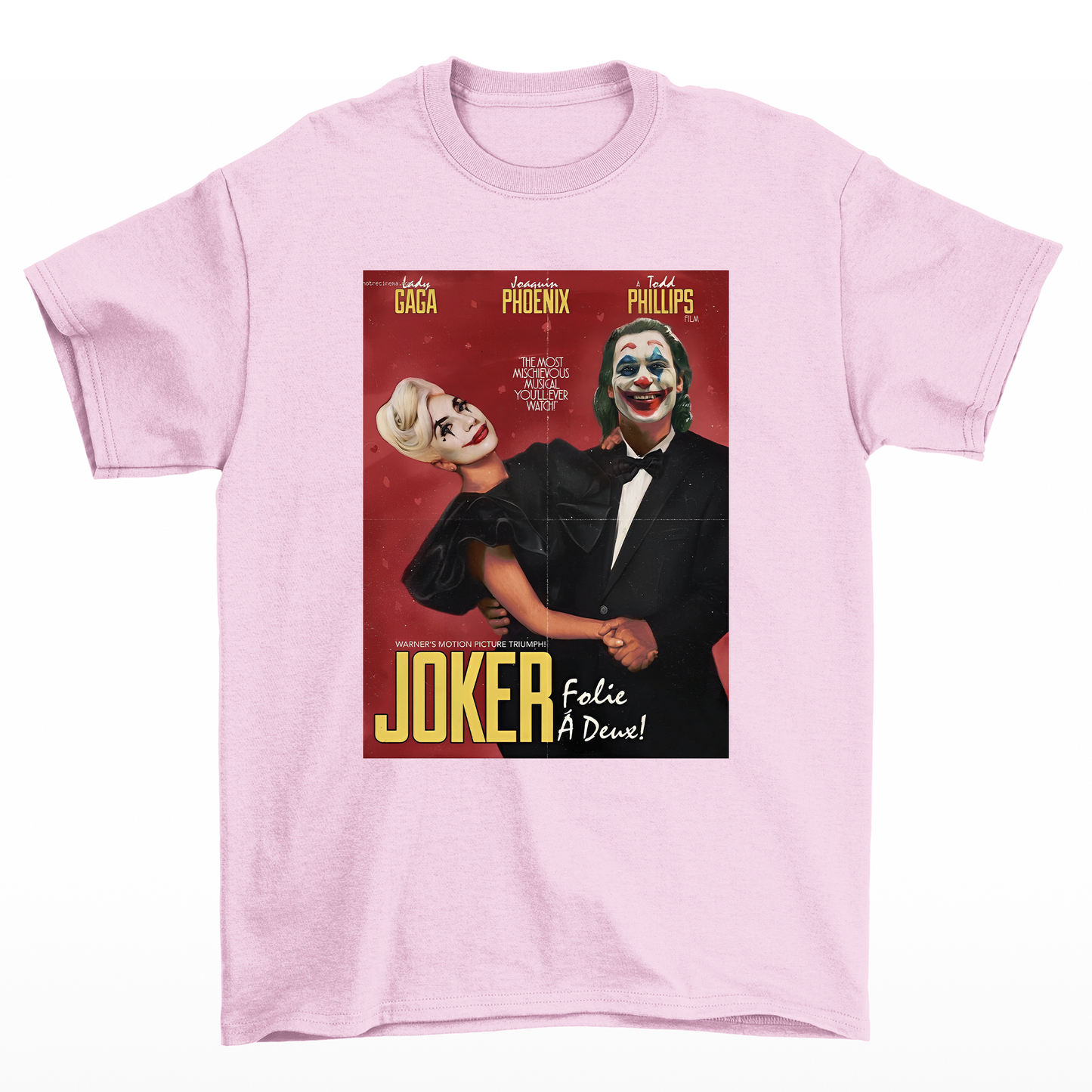Camiseta Básica Lady Gaga Joker Movie Rosa Bebê 