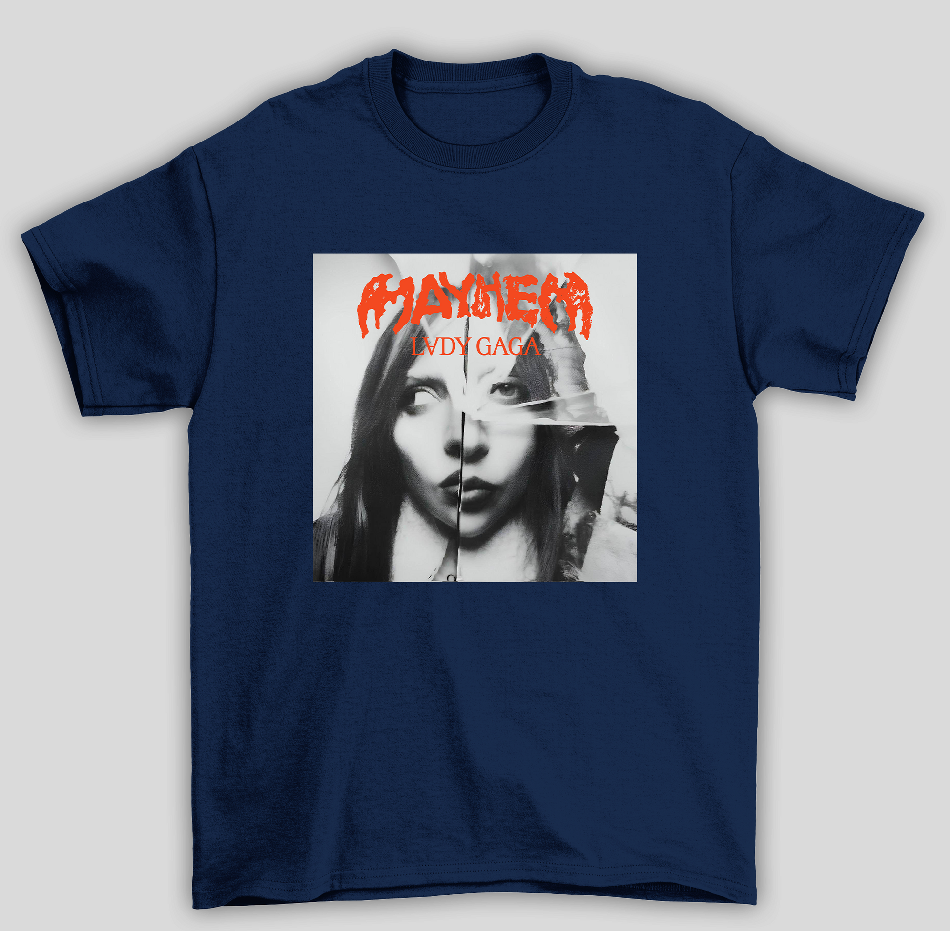 Camiseta Básica Lady Gaga Mayhem Alternative Cover- azul-marinho