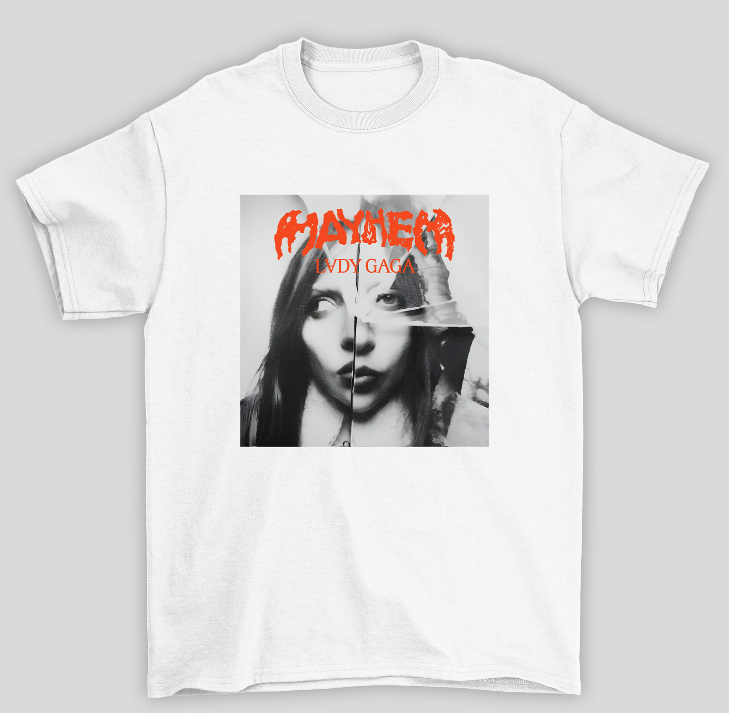 Camiseta Básica Lady Gaga Mayhem Alternative Cover- branco