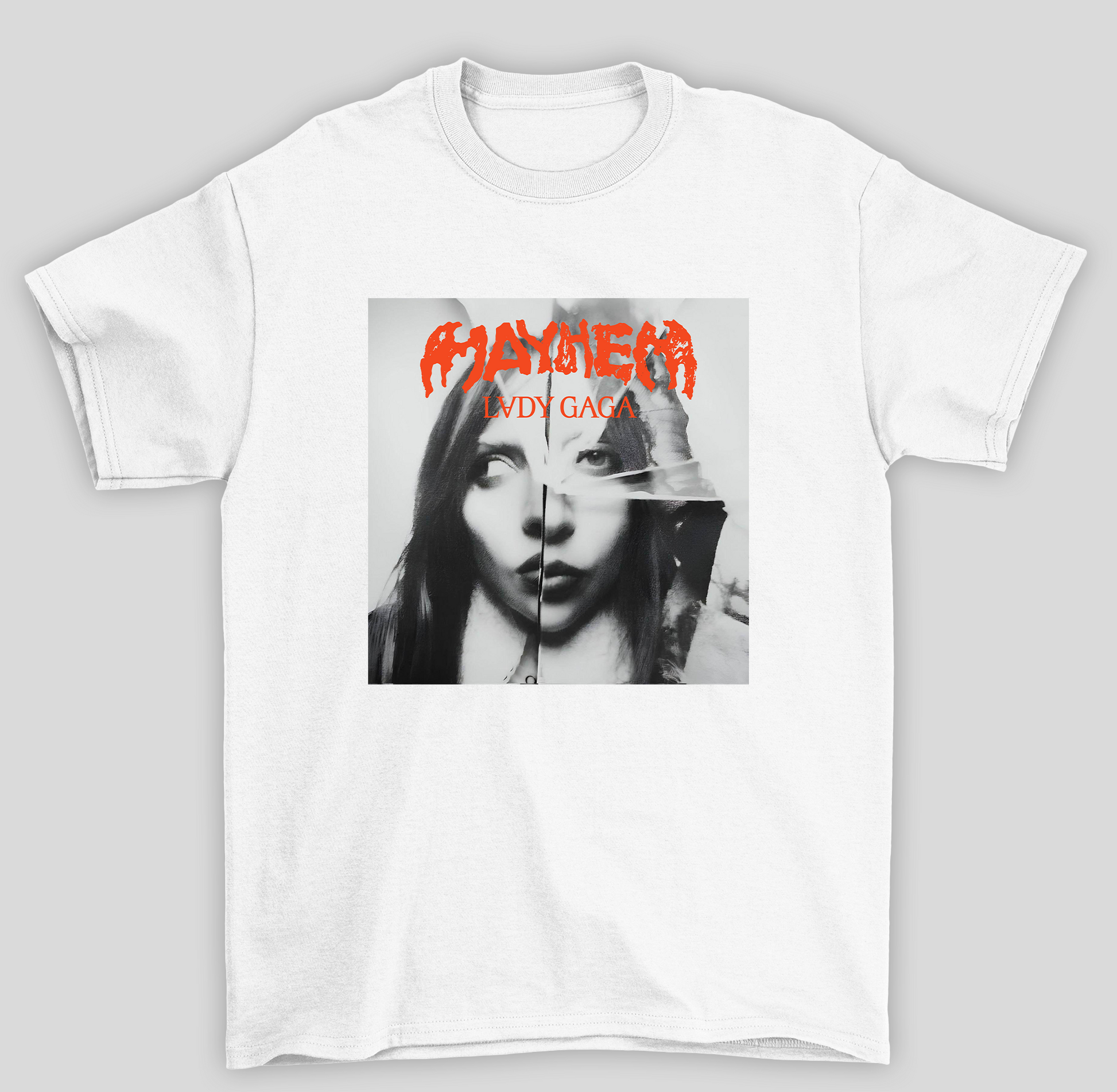 Camiseta Básica Lady Gaga Mayhem Alternative Cover- branco
