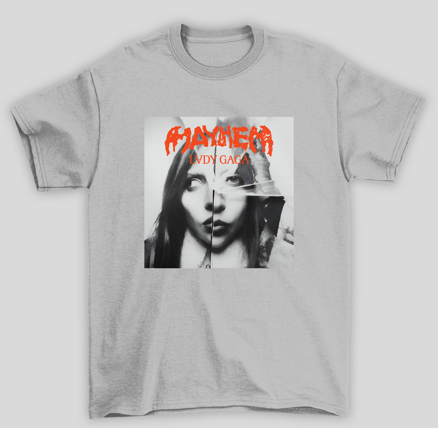 Camiseta Básica Lady Gaga Mayhem Alternative Cover- cinza