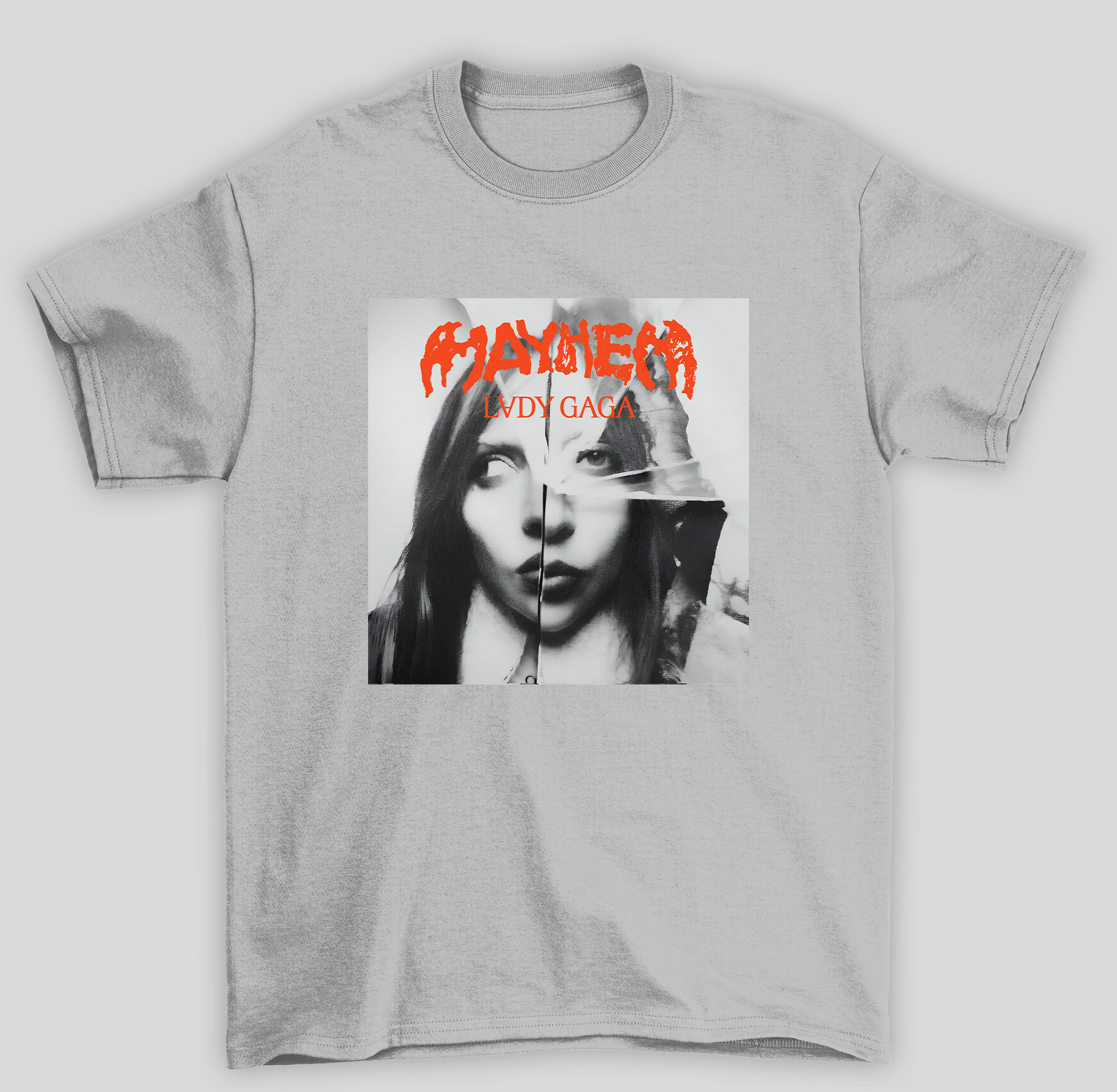Camiseta Básica Lady Gaga Mayhem Alternative Cover- cinza