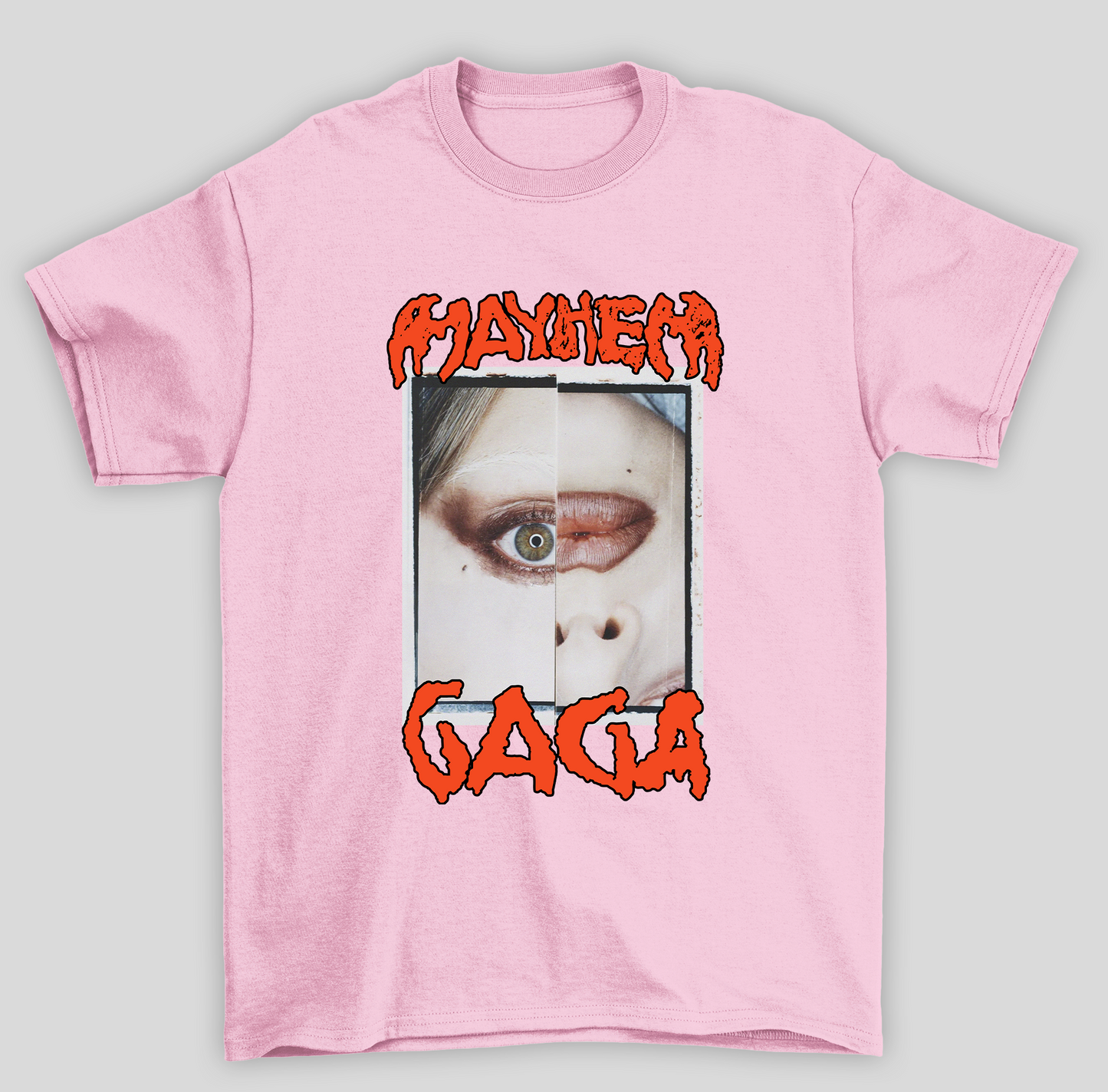 Camiseta Básica Lady Gaga Mayhem Eye- rosa bebe