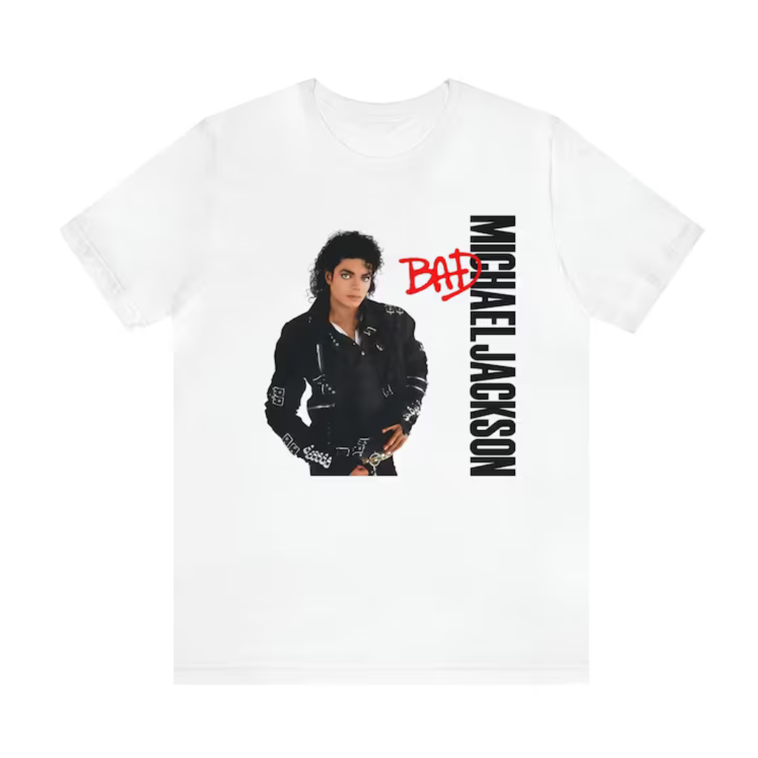 Camiseta Básica Michael Jackson Bad - branco