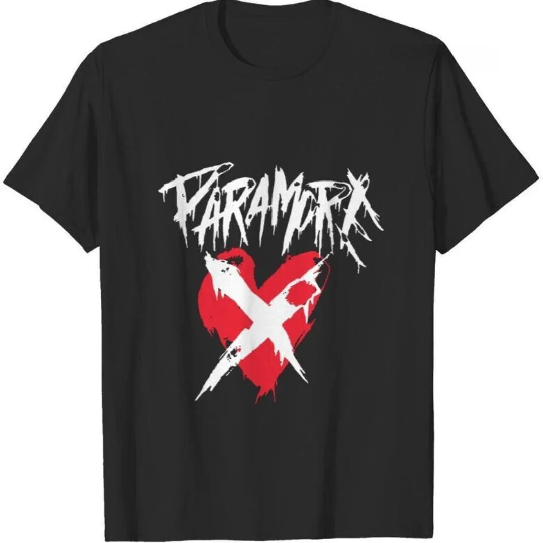 Camiseta Básica Paramore Retro Heart - preto