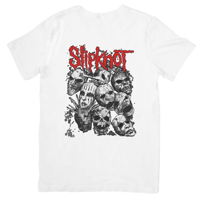 Camiseta Básica Slipknot Masks Aesthetic - branco