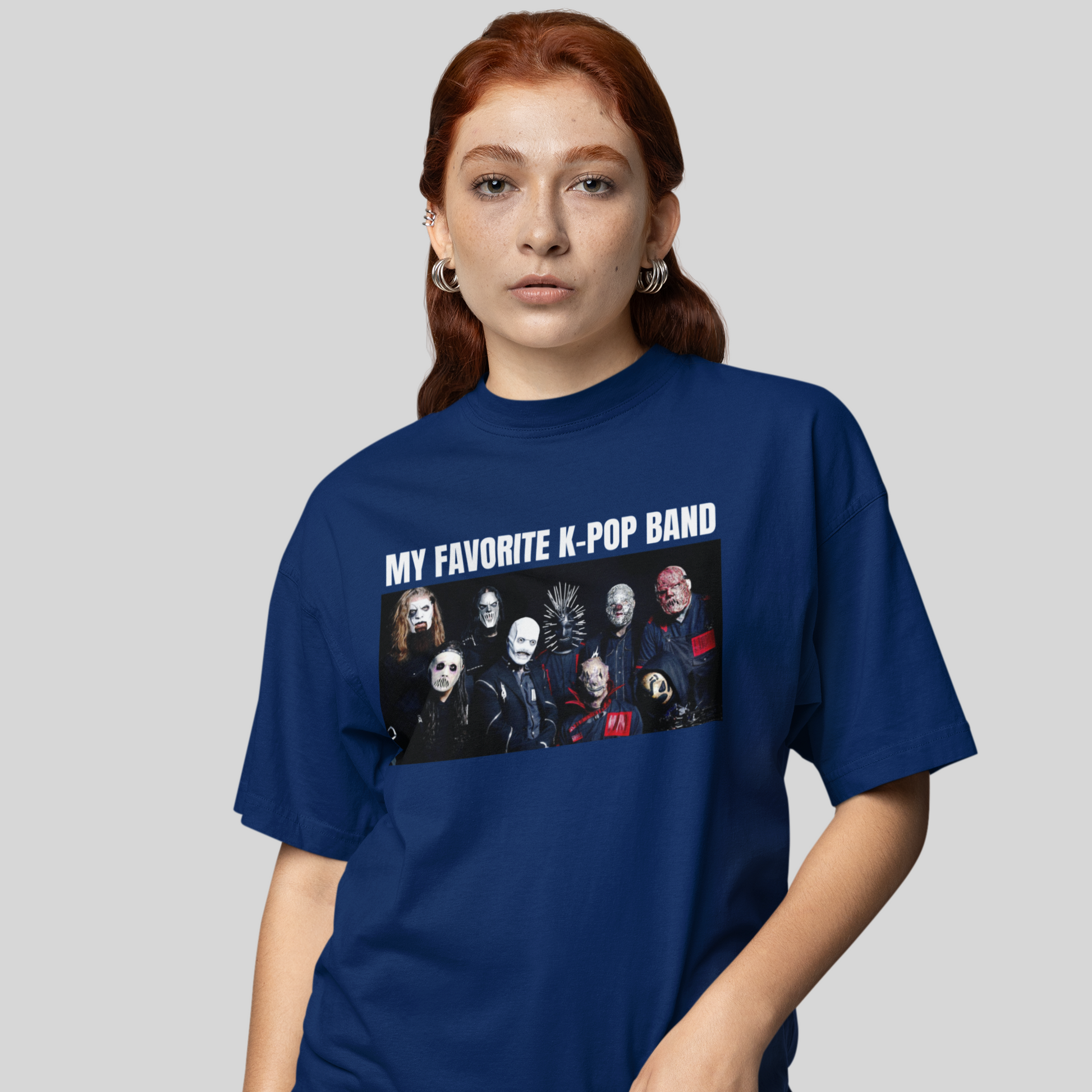 Camiseta Básica Slipknot Meme Funny- azul-marinho