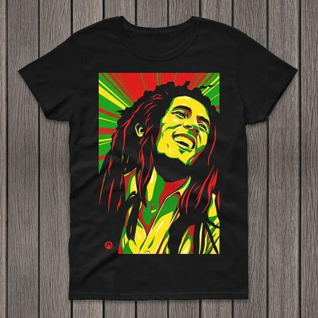 Camiseta Básica Bob Marley Coloured Face