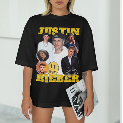 Camiseta Básica Justin Bieber Inspired Retro