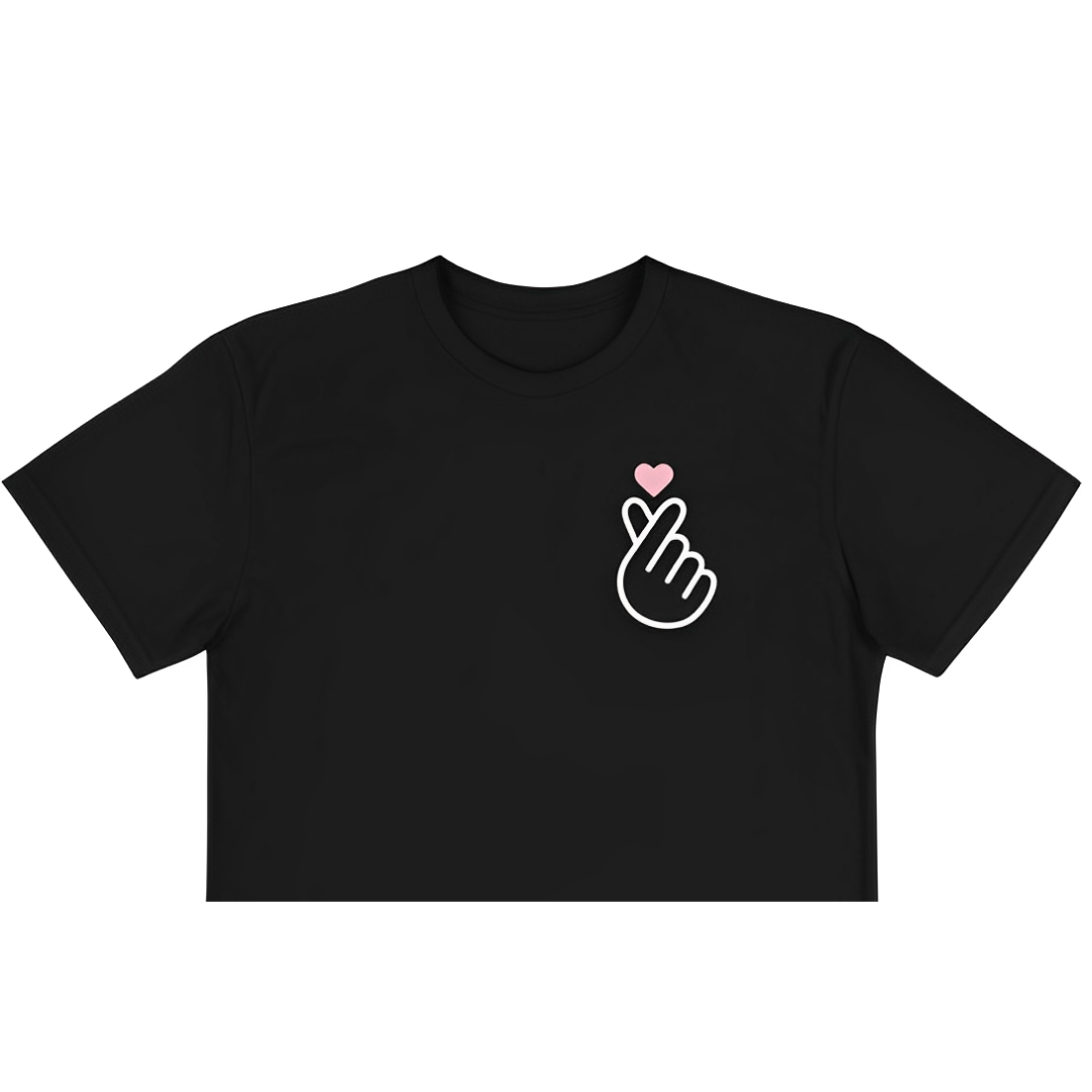 Camiseta Cropped BTS Finger Heart