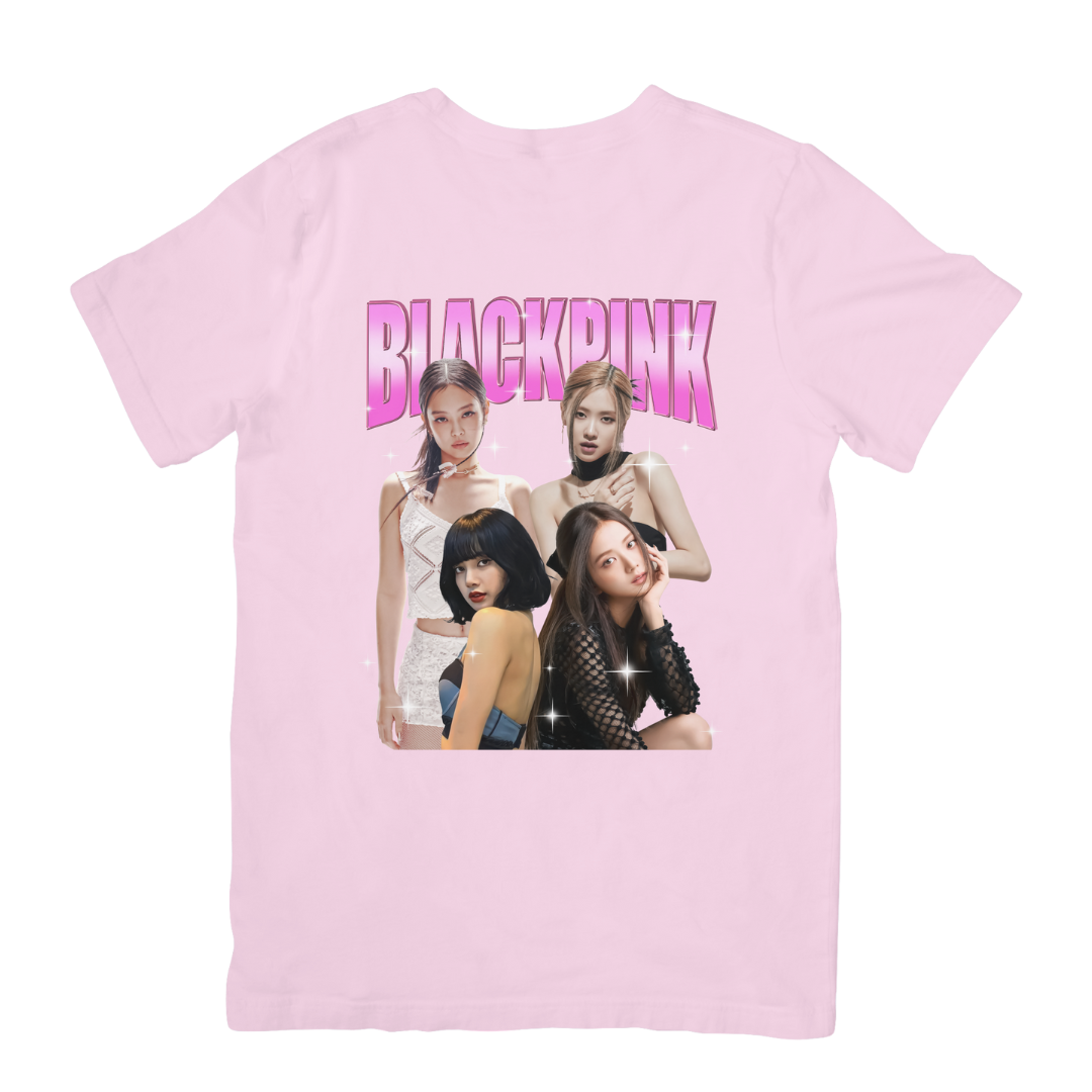 Camiseta Básica Blackpink Graphic Group Kpop-ROSA BEBE