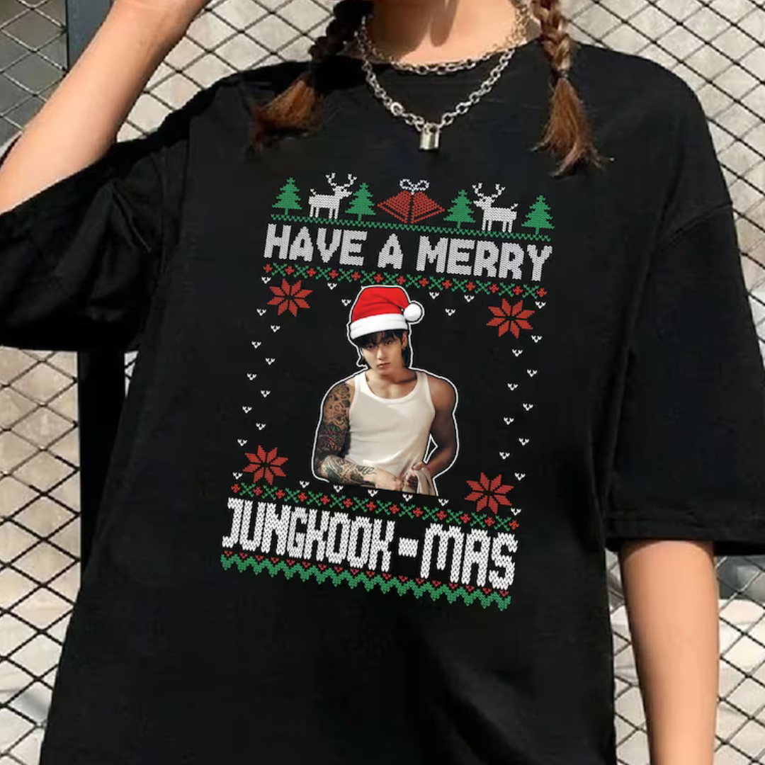 Camiseta Básica Christmas Have a Merry Jungkook-mas